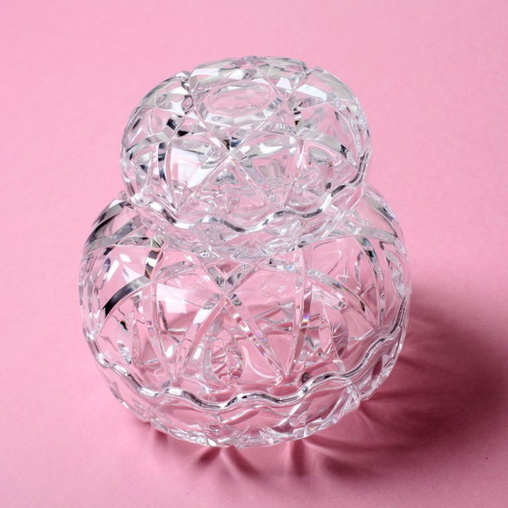 Image 1 of Set van 2 vintage kristallen glazen doosjes: handgemaakt met geometrisch motief, RCR Italië jaren 70