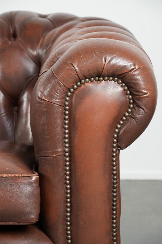 Image 1 of Vintage Brown Cowhide Leather English Chesterfield 2.5-Seater Sofa
