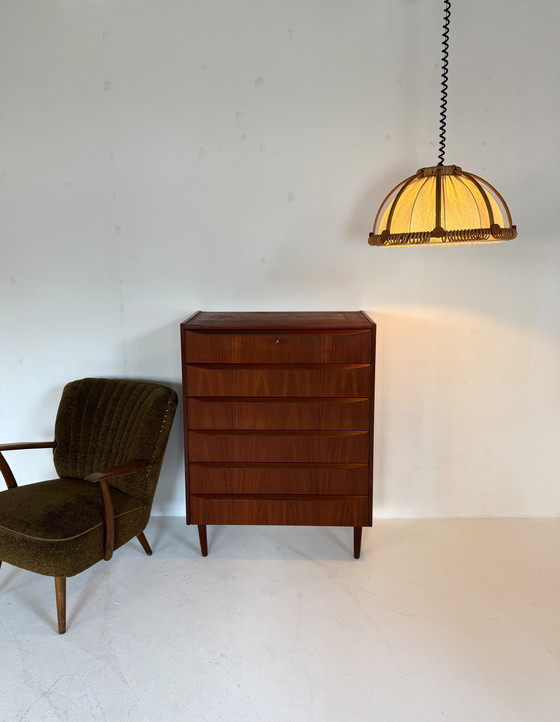 Image 1 of Suspension vintage en rotin des années 60