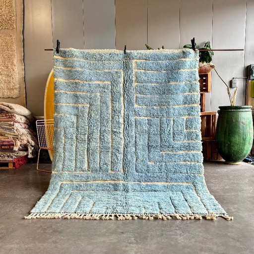 Moroccan Mrirt Rug Blue 185x250 cm, Handmade Berber Wool Rug – vloerkleden en tapijten