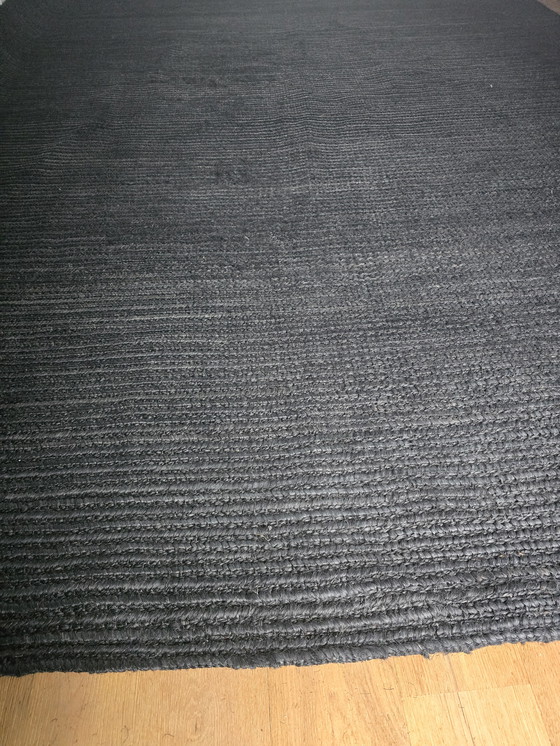 Image 1 of Exclusief Bananenblad-vezel Vloerkleed (3x4m) – Antraciet/Zwart