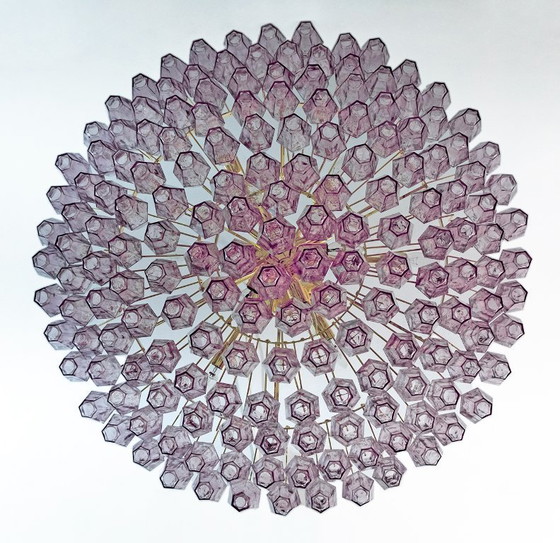 Image 1 of Carlo Scarpa Style Mid-Century Modern Murano Glass Poliedri Chandelier by Venini