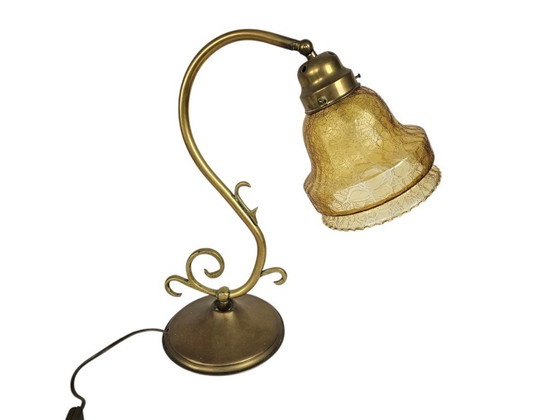 Image 1 of Lampe de table - Laiton - Verre - Style Hollywood Regency - Années 70