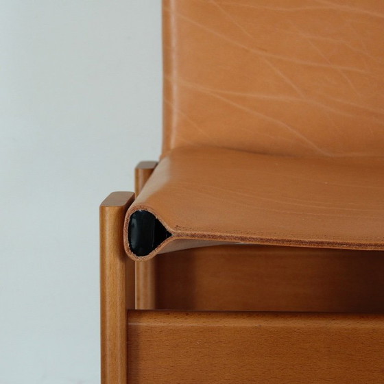 Image 1 of 6x buffalo leather monk chairs by Afra and Tobia Scarpa for Molteni, Italy, 1973