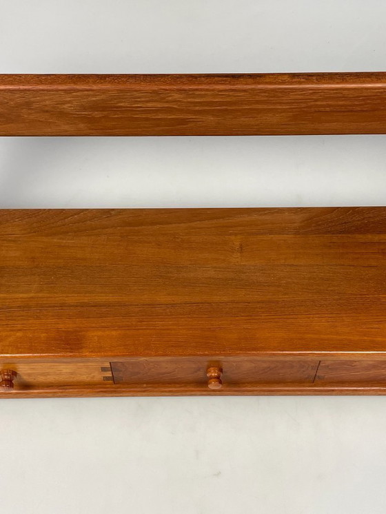 Image 1 of Vintage Wall Shelf With Drawers, Dyrlund, Solid Teak, Denmark 1970's
