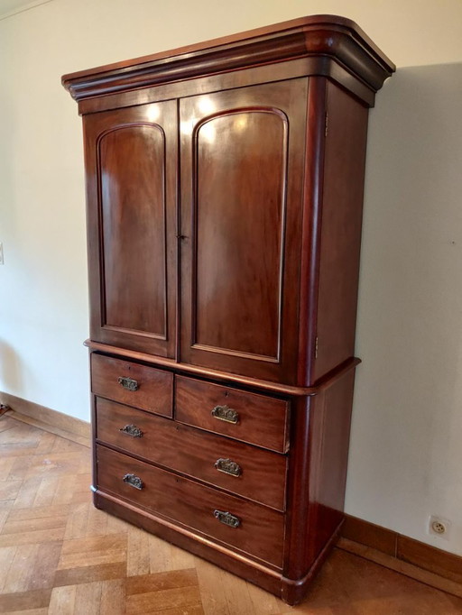 antiek mahonie houten wandkast