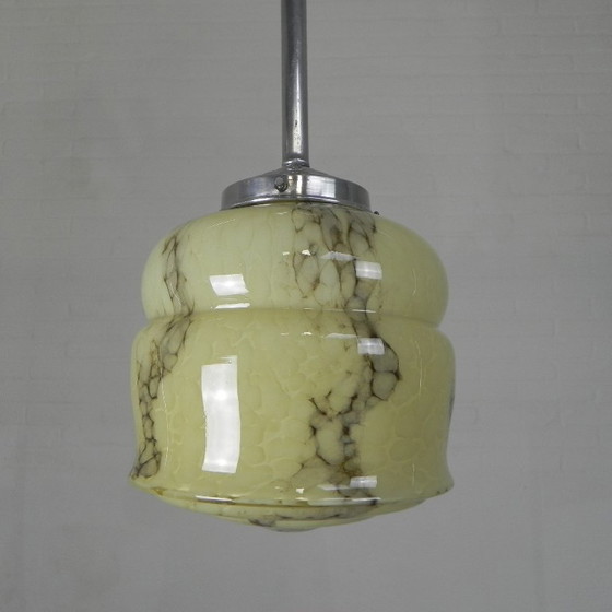 Image 1 of Art Deco pendant lamp with marbled glass shade, 1930s