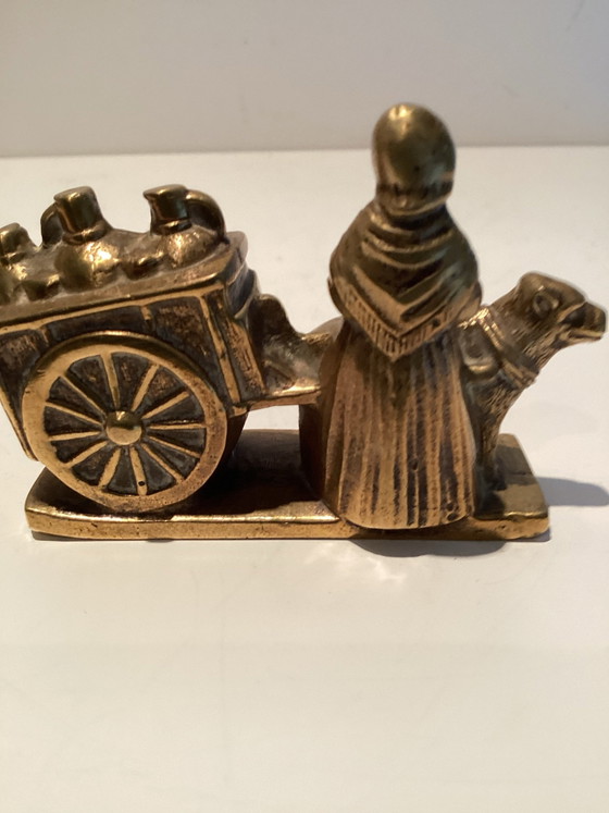 Vintage brass miniature. Flemish milk cart with dog - Folklore – Decorative Objects (photo 3 of 6)