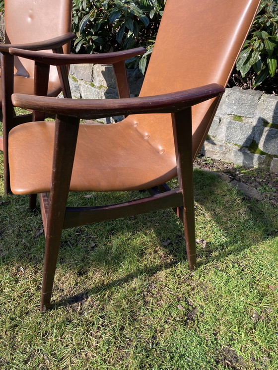 Image 1 of Van Teeffelen-Sessel mit cognacfarbener Kunstlederpolsterung