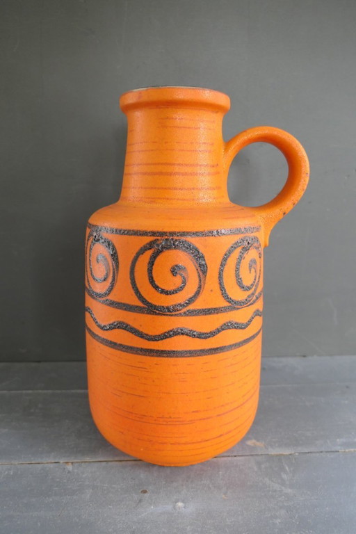 Vaso grande vintage Scheurich 408-40 arancione