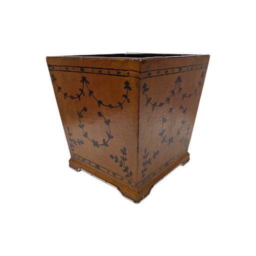 Corbeille vintage en bois peint, années 1950/60