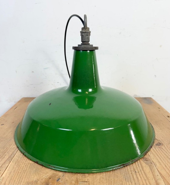 Image 1 of Industrial Green Enamel Factory Pendant Lamp from Revo, 1950s