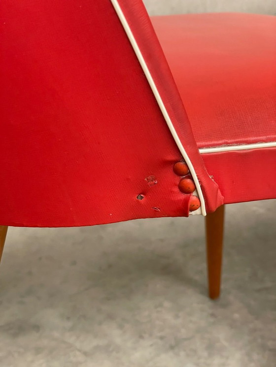 Image 1 of 6 Vintage 50's-60's RODE Skai eetkamerstoelen