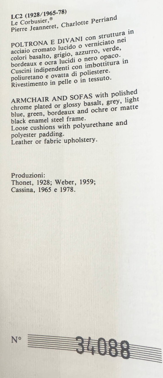 Image 1 of Poltrona LC2 di Le Corbusier per Cassina, 1974