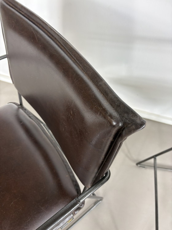 4 NovaStyl Collection Brown Leather Dining Chairs – Metal (photo 11 of 15)