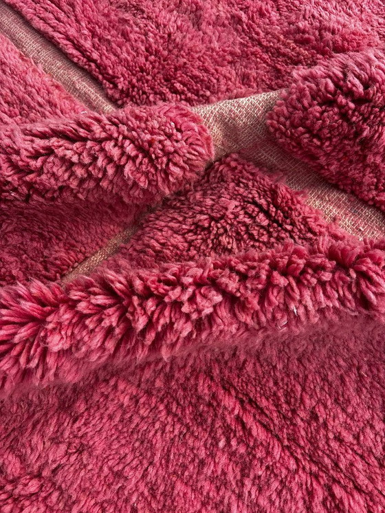 Image 1 of Tapis marocain Mrirt rose en laine 160x190 cm - Tapis bohème tissé à la main avec motif géométrique