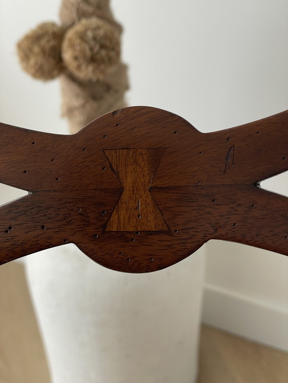 Image 1 of Antique Regency-style chair - mahogany with brown leather seat