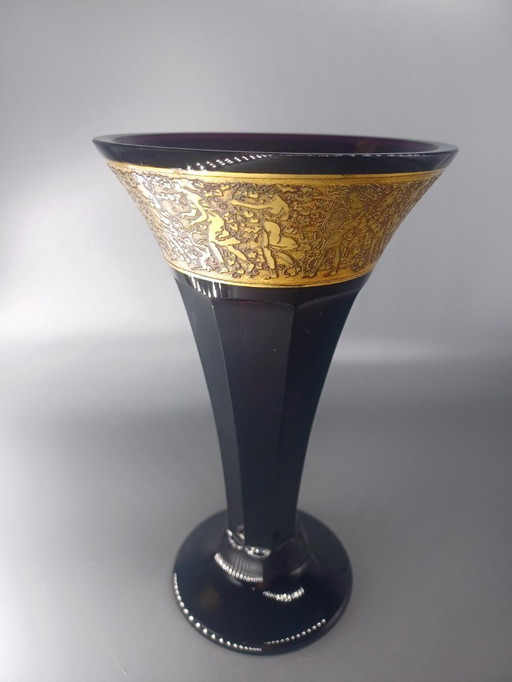 Vase ancien Moser cristal Améthyste Karlsbad 