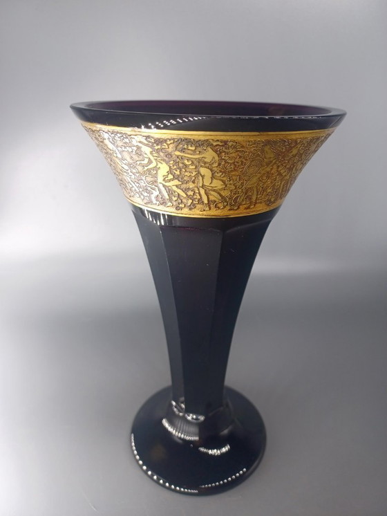 Image 1 of Vase ancien Moser cristal Améthyste Karlsbad 