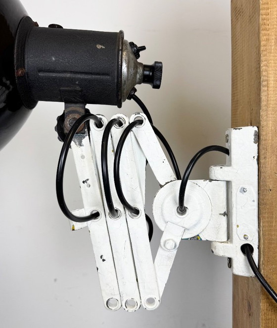 Image 1 of Lampada da parete industriale a forbice in smalto nero, anni '50