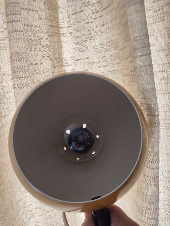 Herda Space Age Eyeball booglamp wandlamp mosterdgeel okergeel '70 – Wandlampen, Metal, Chrome (photo 12 of 15)