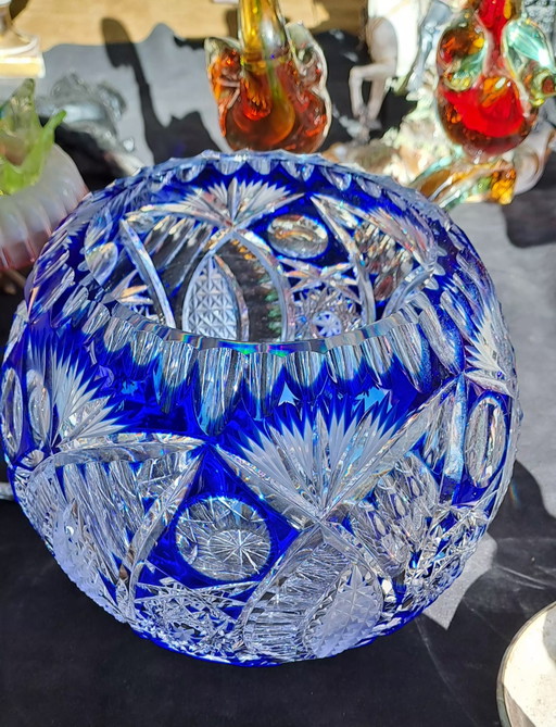 Centrotavola  in cristallo  blu