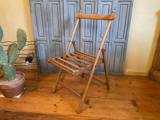 Straordinaria sedia pieghevole in faggio francese antico