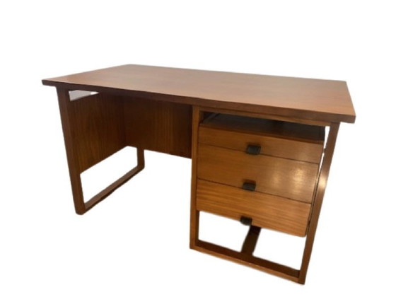 Image 1 of Vintage Bureau, 1960-70, Grand ModèLe, Hout, Leer