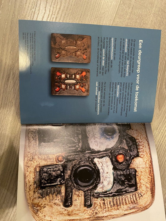 Image 1 of Maniglia per porta in acciaio inox vintage in ceramica belga Amphora