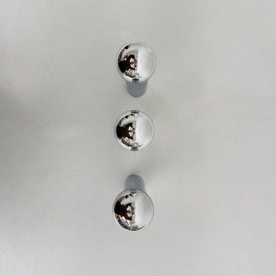 Image 1 of Set di 3 lampade da soffitto/parete minimaliste con tubo cromato, anni '70