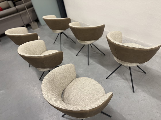 Image 1 of 6 Label van den Berg Lola Draai Chaises de salle à manger cuir tissu