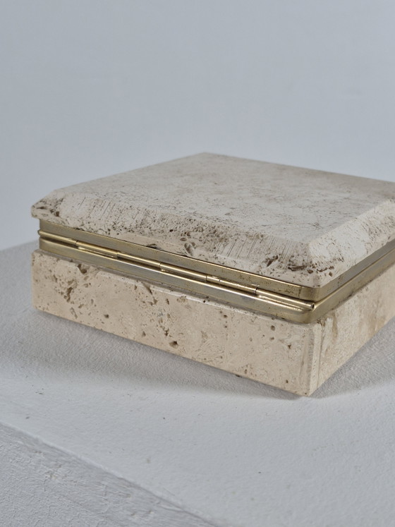 Boîte vintage artisanale en travertin, Italie, années 1970 – Bols, Stone, Brass (photo 6 of 12)