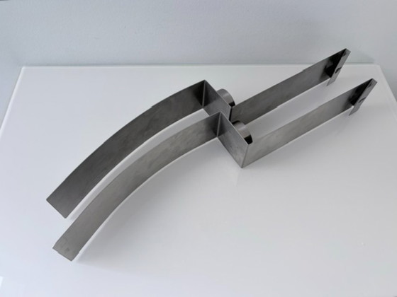 Set van 2 RVS design wandkandelaars 45 cm, Wanddecoratie, Roestvrij staal, Zilver (foto 13 van 15)