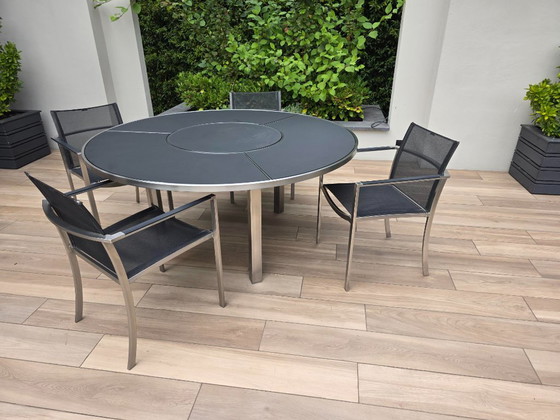 Royal Botania O-Zon Dining Set Ø160 Cm – Lazy Susan + 4 Stoelen – – Royal-Botania, Tuinsets, rvs (photo 3 of 12)