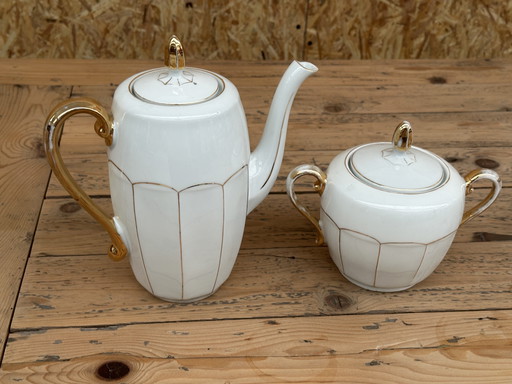 Cafetière et sucrier Victoria China Czechoslovakia - Art-Deco