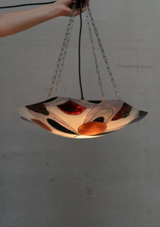 Warm toned art glass pendant lamp
