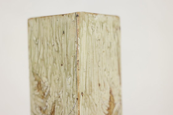 Image 1 of Vaso in gres in stile brutalista con decorazione vegetale. Anni '70.