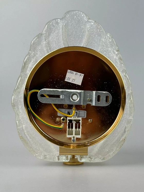 Image 1 of 60's 70's Lampe Lampe murale Glass Brass Blatt Space Age Design