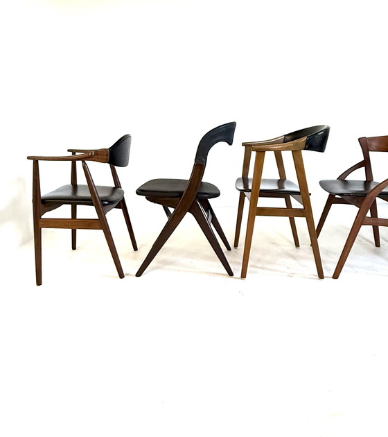 Image 1 of Ensemble de 6 chaises de salle à manger danoises vintage Mix & Match des années 60