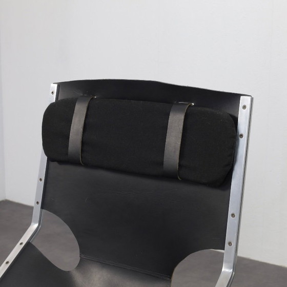Image 1 of Uiterst zeldzame leren fauteuil van Pierre Thielen voor Metz & Co., Nederland, jaren 60.