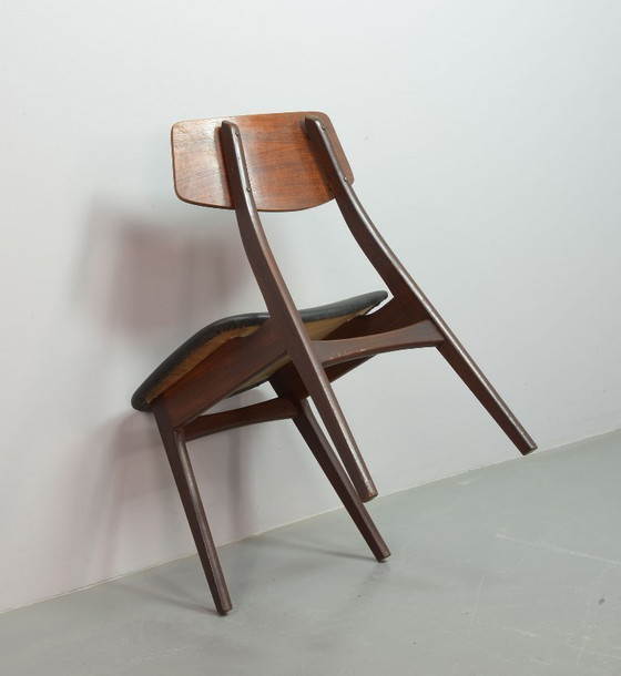 Image 1 of Elegante set di 2 sedie da pranzo in legno di teak Webe di Louis van Teeffelen, 1960.