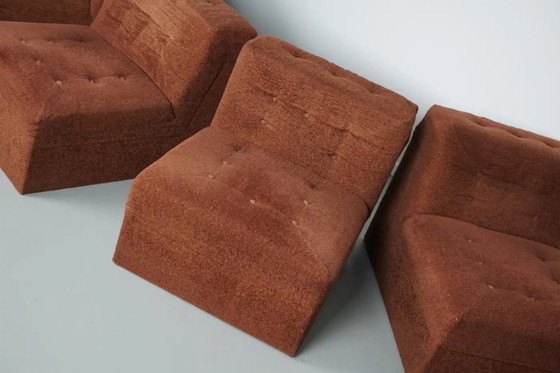 Image 1 of Vintage brown bouclé modular sofa, 1970s, 5 elements