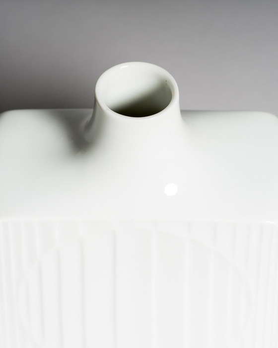 Image 1 of Architectural Pairing: Two White Porcelain Vases by Fürstenberg, West Germany, 1970s