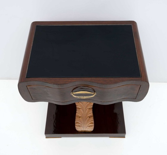 Image 1 of Paar Art Deco Italiaanse nachtkastjes van notenhout en esdoornhout, jaren 20