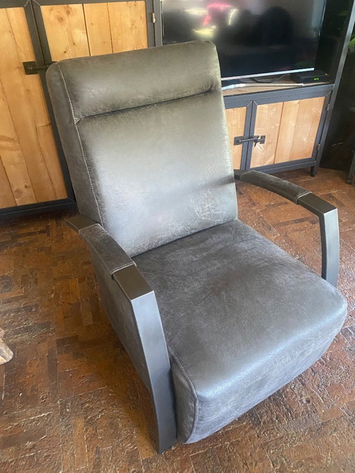 Industrial micro leather armchair with steel