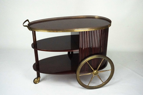 Image 1 of Mid-Century Italian Bar Cart with Shutter, 1950s