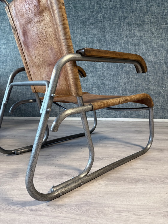 Image 1 of Vroege Bauhaus fauteuil met hoge rugleuning Veha, Den Haag, jaren 30
