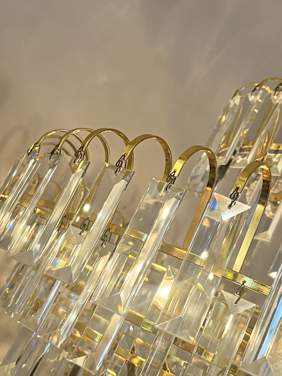 Lampadario in Cristallo Tagliato a Mano di Grandi Dimensioni Stile Mid-Century – Rame (photo 4 of 6)