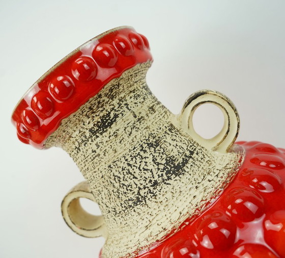 Image 1 of 1960s Bay Keramik Vase Bubble Decor Red and Orange Model 65 45 WGP