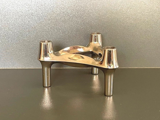 Image 1 of Set van 4 modulaire Nagel kandelaars Vintage 70s 